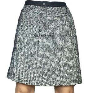 LOFT Ann Taylor Gray Black Wool Tweed Double Waist Chic Mini‎ Skirt 10 (A1)